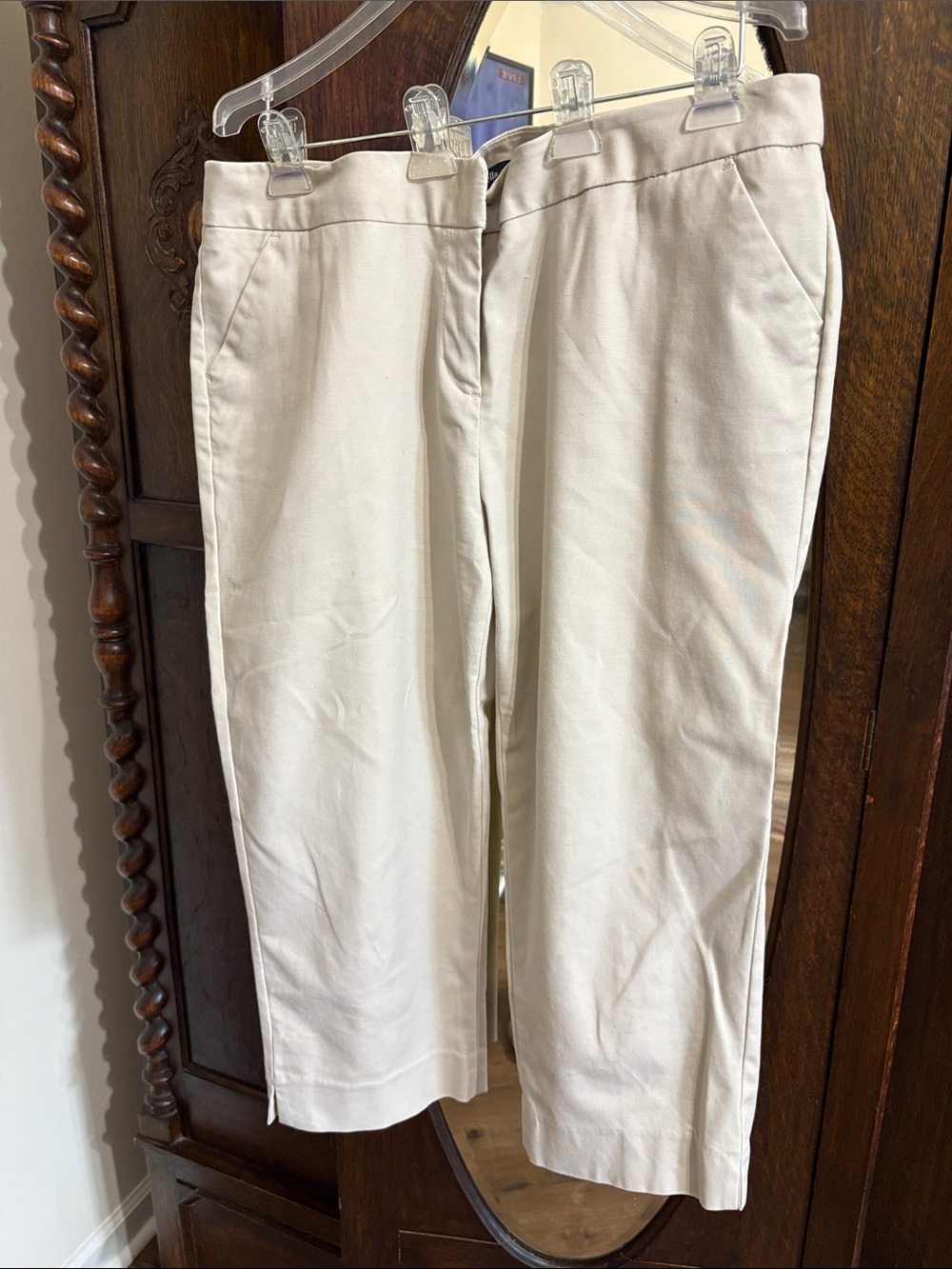 Rafaella Beige Straight Crop Pants